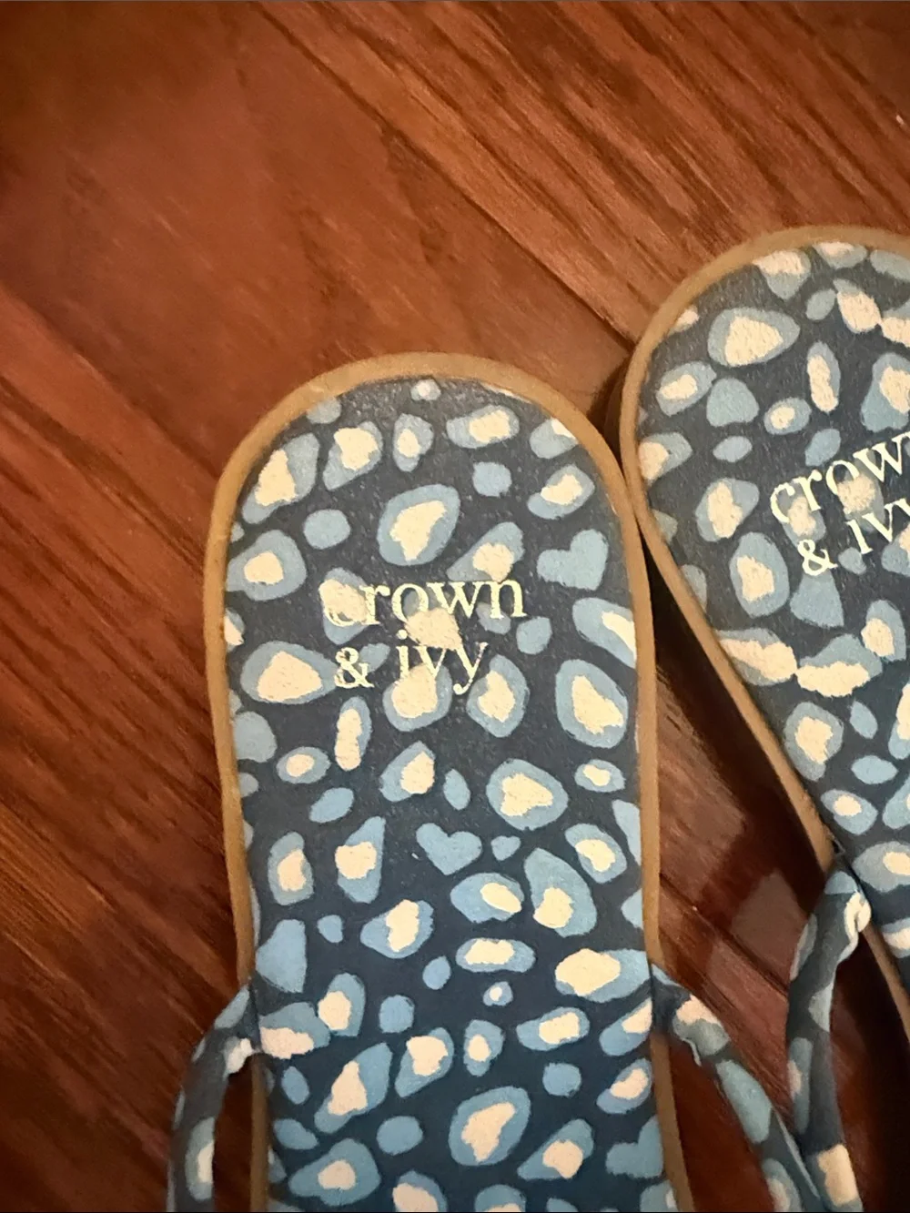Mango Navy and Light Blue Patterned Slide Sandals
